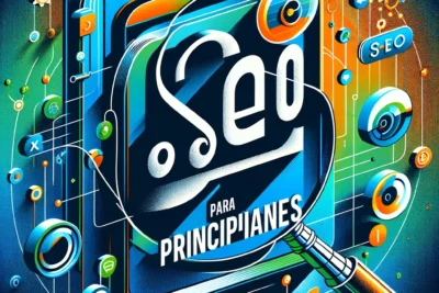 DALL·E 2024 02 27 09.39.37 Create a high definition cover image featuring the headline SEO para Principiantes in a bold eye catching font. The background should be an abstrac